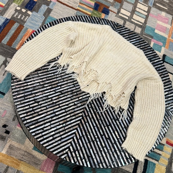 Hayden Cropped Button-Up Sweater With Rough Edges/Hems - Picture 6 of 8